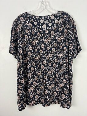 Pure jill Scoop Neck Elliptical Tee Pima Cotton Floral